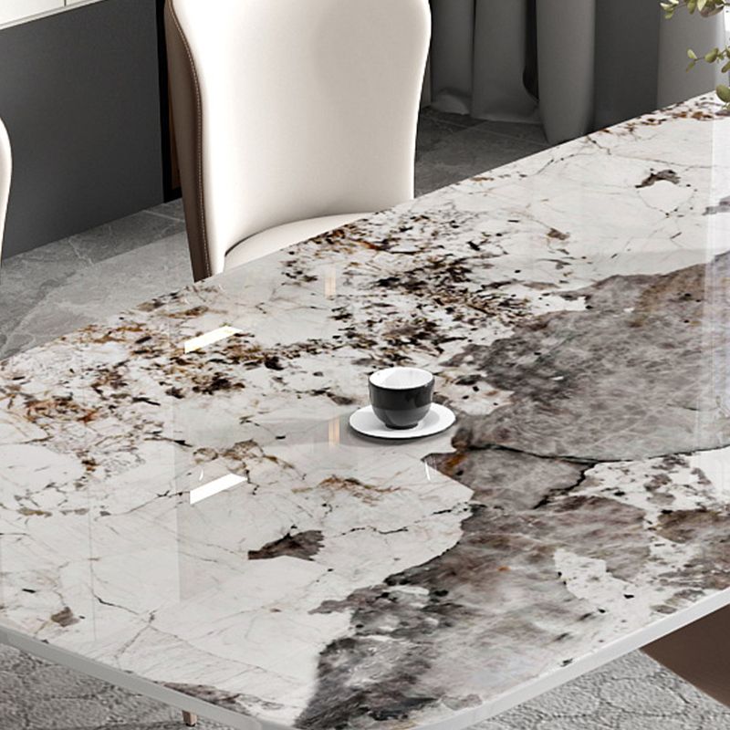 Minimalist 1/4/5/7 Pieces Furniture Stone Rectangle Dining Table Set in White