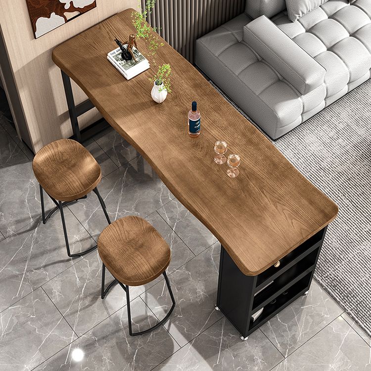 Contemporary Rectangular Bar Table Set 1/2/3 Pcs Solid Wood Bar Table and Stools