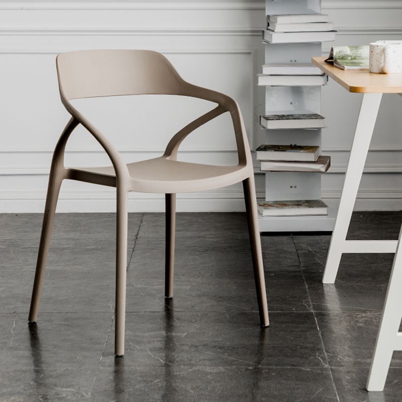 Contemporary Style Plastic Dining Chairs Dining Open Back Arm Side Chair for Kitchen