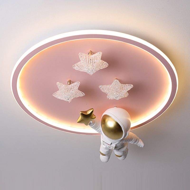 Astronaut Shape Flush Light Modern Style Metal 4 Lights Flush Mount for Bedroom