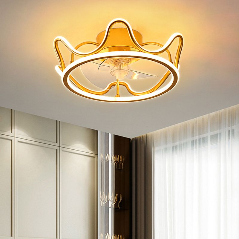 Kronenförmige Lüfterleuchte Deckenleuchte Minimalist Metall Schlafzimmer LED Semi Flush Mount