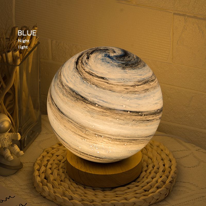 1-Light Table Lamp Modern Style LED Desk Lamp with Glass Shade for Bedroom