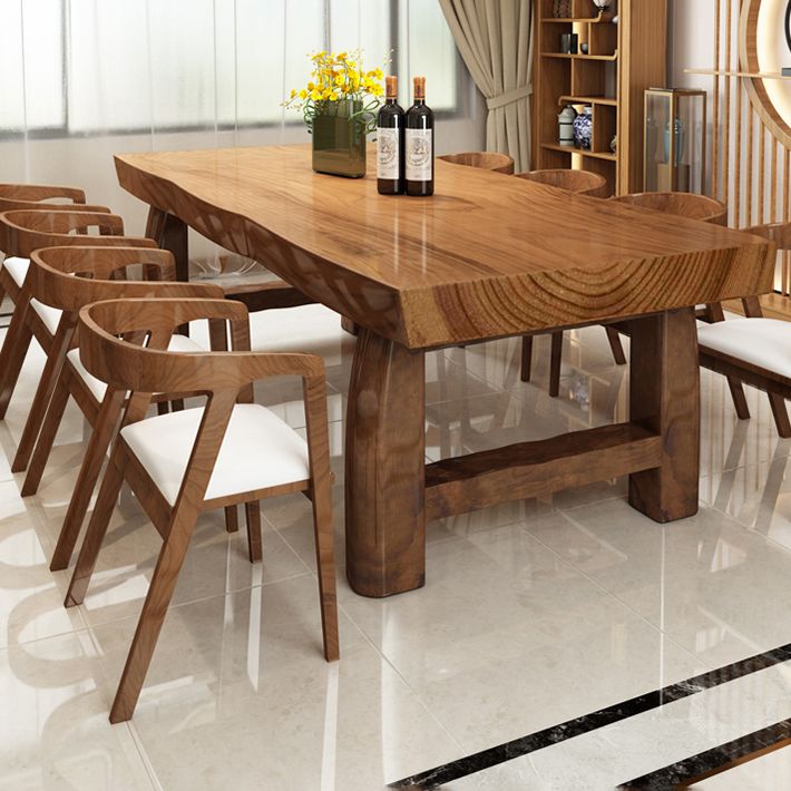 Mesa de comedor marrón de madera sólida simple forma de comedor rectángulo de mesa estándar para cocina