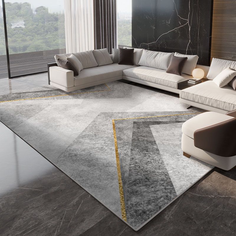 Élégant espace moderne Modèle géométrique Modèle Gray Rapier en polyester non glissant pour le salon