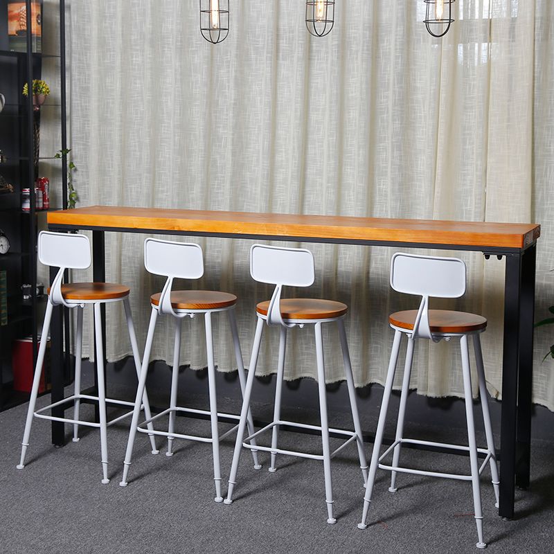 Industrial Style Bar Table Rectangle Solid Wood Pub Bar Table in Brown