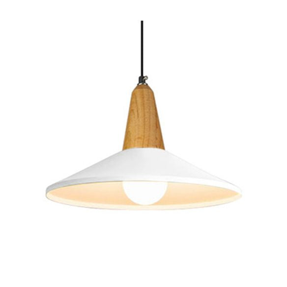 One Head Suspension Light Nordic Stylish Aluminum & Wood Pendant Light for Study Room