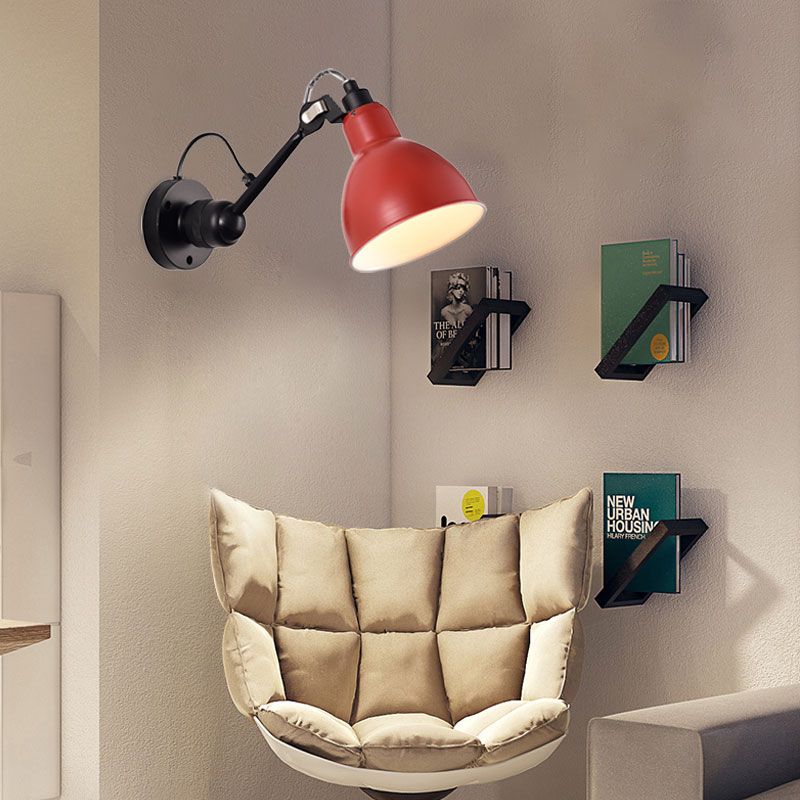 Modern Style 1 Head Wall Mounted Lamp with Metal Shade Black/White Domed Sconce Lighting for Living Room