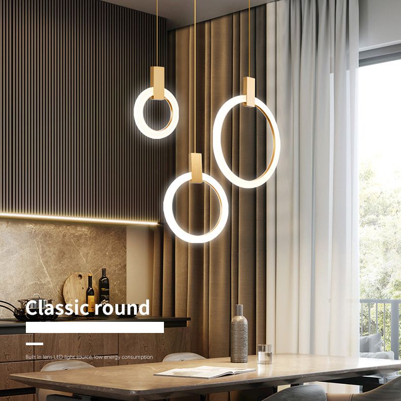 Halo Ring Pendant Light Fixture Simple Acrylic Dining Room LED Suspended Lighting