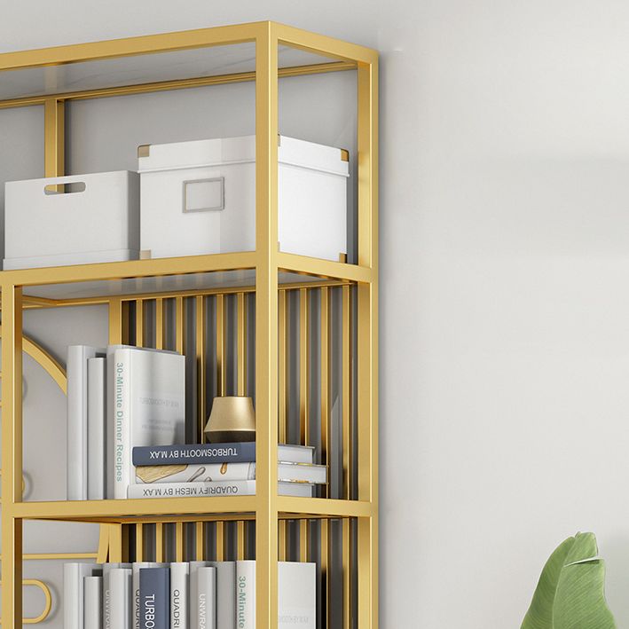 Modern Living Room Etagere Bookshelf Iron Frame Manufactured Wood Shelf Bookcase