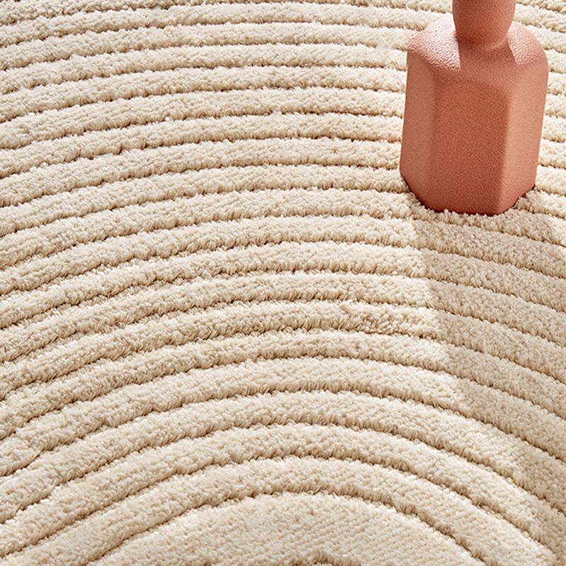 Apricot Area Rug Minimalist Round Carpet Polyster Washable Anti-Slip Carpet for Living Room