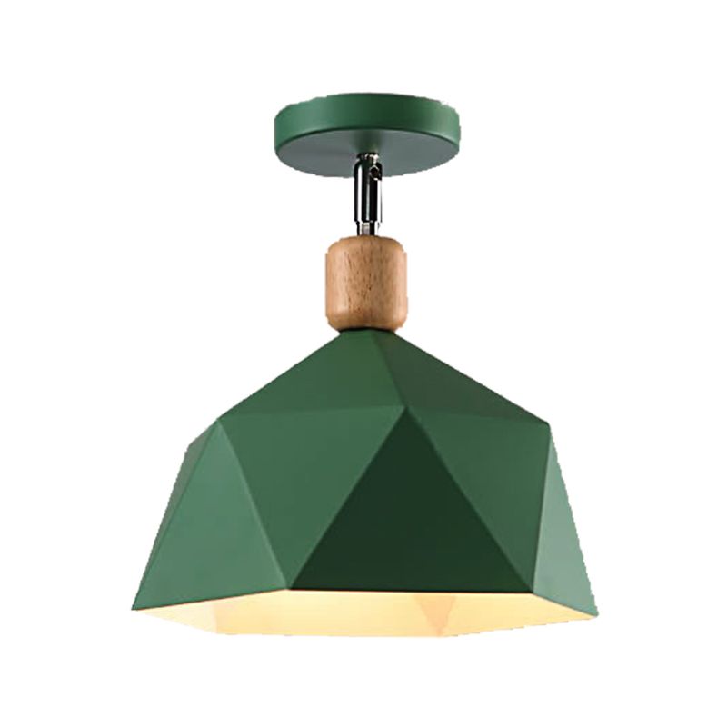 Lámpara de techo de 1 luz Macaron con forma de diamante de Metal gris/Blanco/verde para pasillo