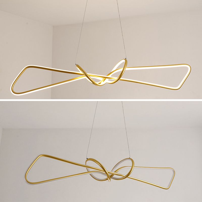 Aluminium Linear LED Pendant Light in Modern Singular Style Silica Gel Ceiling Light for Dining Room