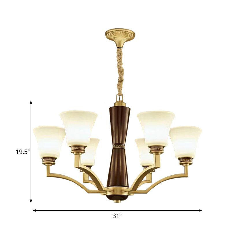 Bell -vormige eetkamer plafond kroonluchter antieke stijl matglas 6/8 bollen gouden ophanging hanglamp