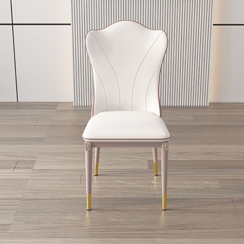 Leather Dining Side Chair Scandinavian Design Solid Back Armless Dining Chairs