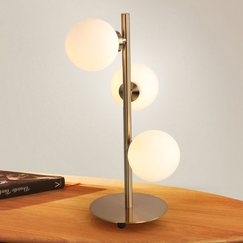 3 Lights Table Lamps Post Modern Style Gold Table Light with Globe White Glass Shade