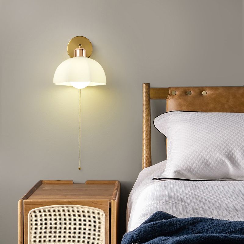Nordic Style Iron Wall Light Dome Shape Adjustable Wall Lamp for Bedroom