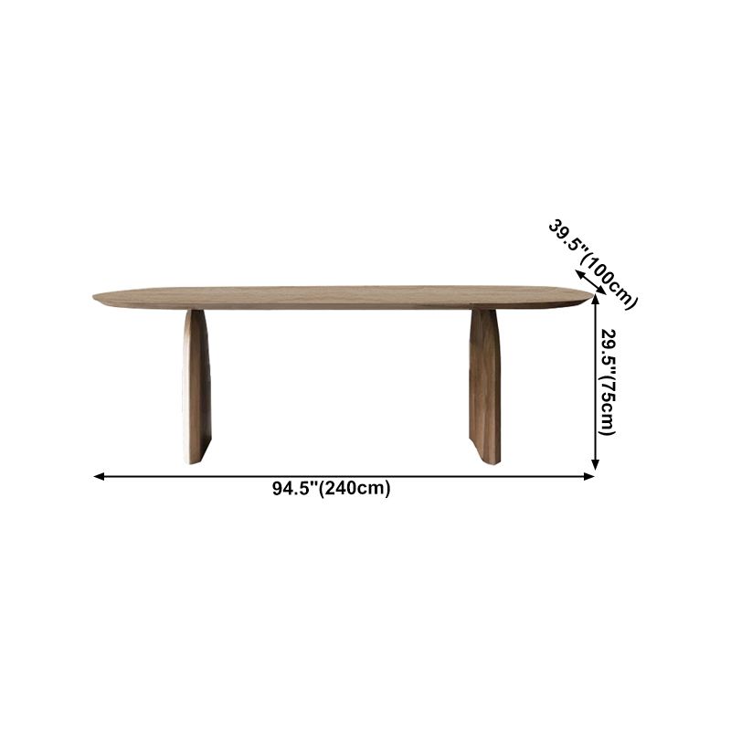 Modern Indoor Pine Wood Table for Restaurant Oval Dining Table with Double Pedestal