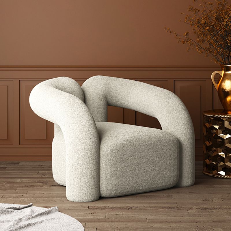 Contemporary Style Curved Sofa Statement Tuxedo Arm Sofa in White