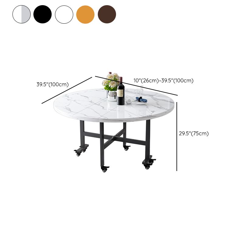 Modern Round Easy Folding Wooden Dining Table with Double Drop Leaf