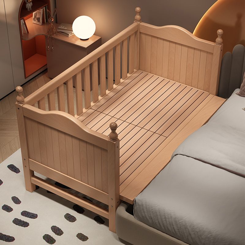 Contemporary Solid Wood Nursery Bed Washed Natural with Guardrail