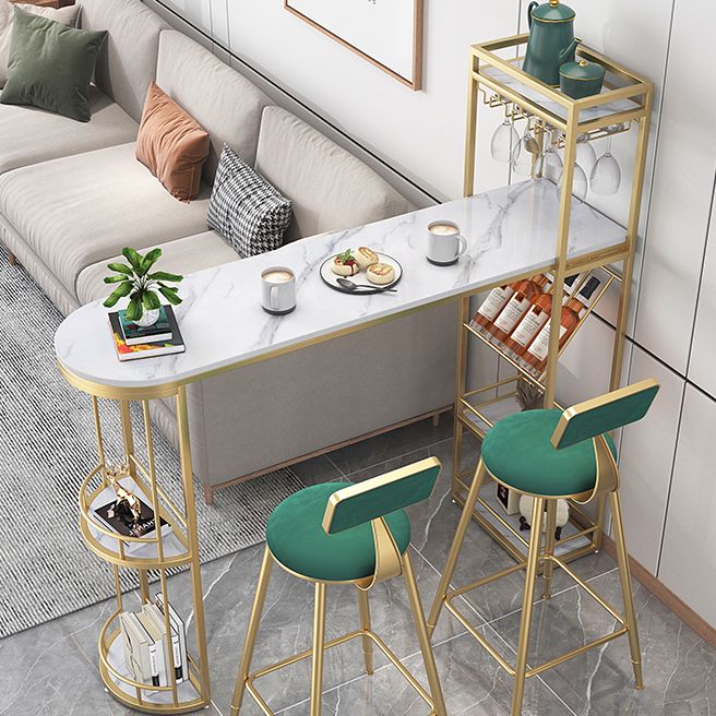 Sintered Stone Top Irregular Shape Pub Table Luxurious Bistro Table with Double Pedestal