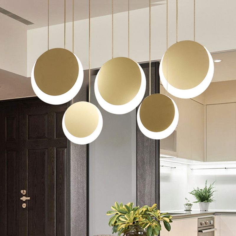Colgante múltiple en forma de luna metal nórdico 3/4/5 luces blanca clúster luz de colgante en luz cálida/blanca