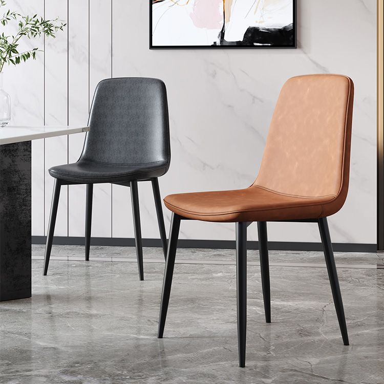 Modern Metal Indoor-Outdoor Chair Dining Room Solid Back Armless Single Chair