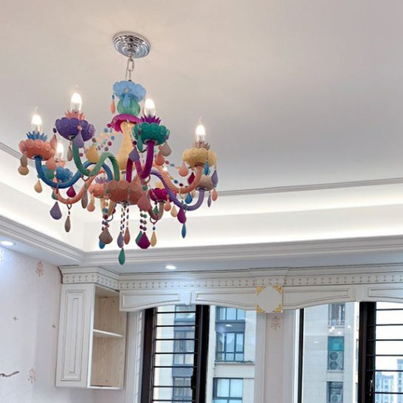 Lampada a soffitto multicolore in vetro Lampada candele in stile moderno
