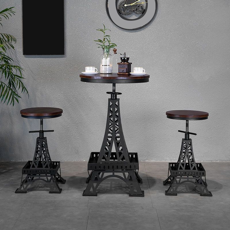 Solid Wood Bar Table Set 1/2/3 Pieces Industrial Round Bar Table
