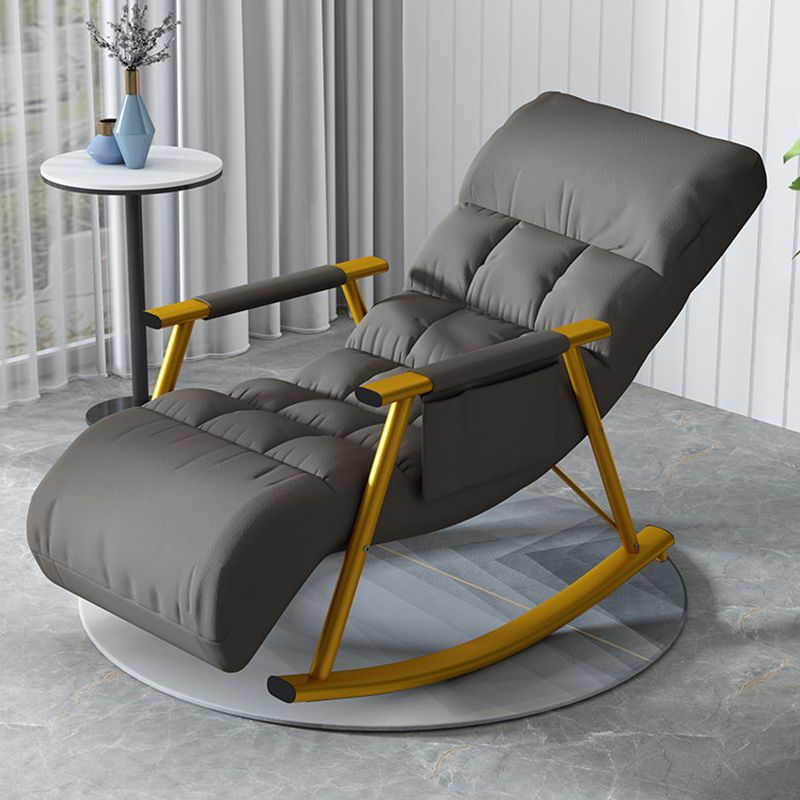 Modern Recliner Chair Solid Color Tufted Rocking Chair With Gray Frame