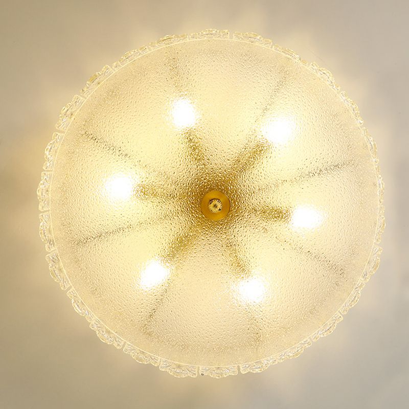 Lampe de plafond de forme ronde Mount à chasse d'eau en fer moderne avec abat-jour en verre pour le salon
