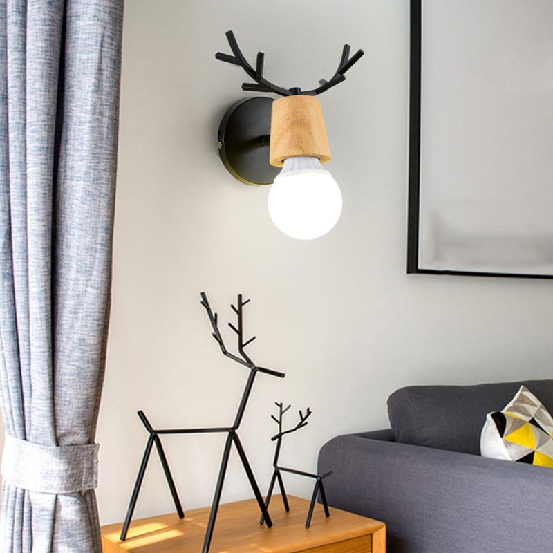 Unique Shape Wood Vanity Sconce Light Modern Style 1-Light Vanity Mirror Lights