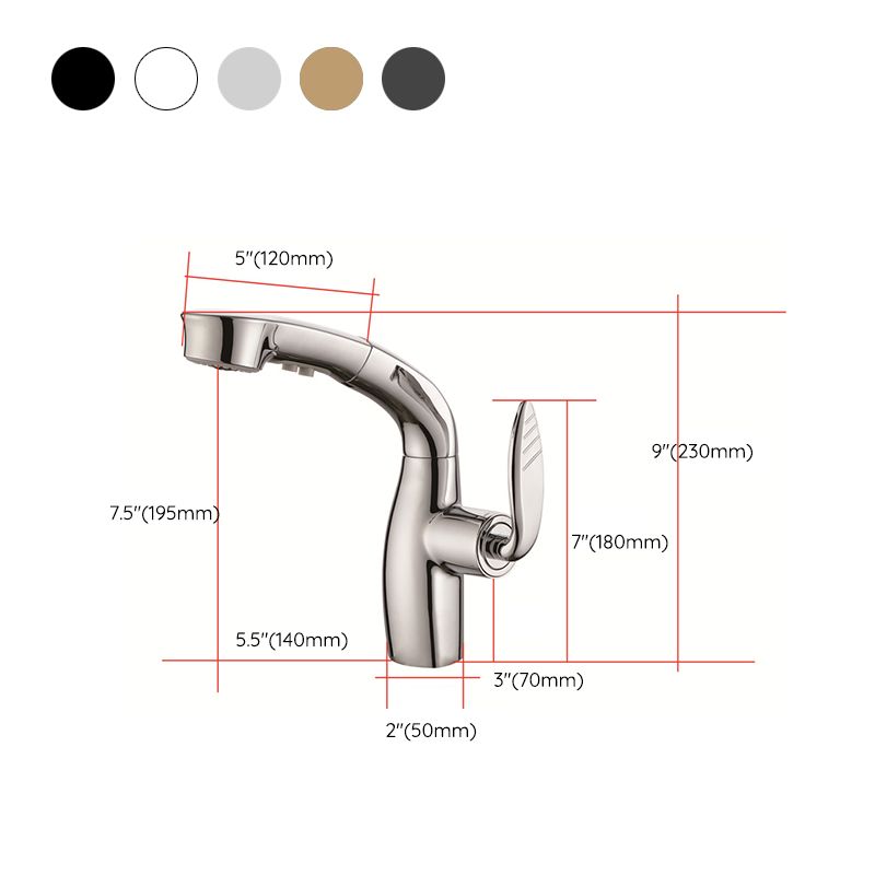 Contemporary Single Handle Kitchen Faucet Pull Out Desk Mounted Faucet