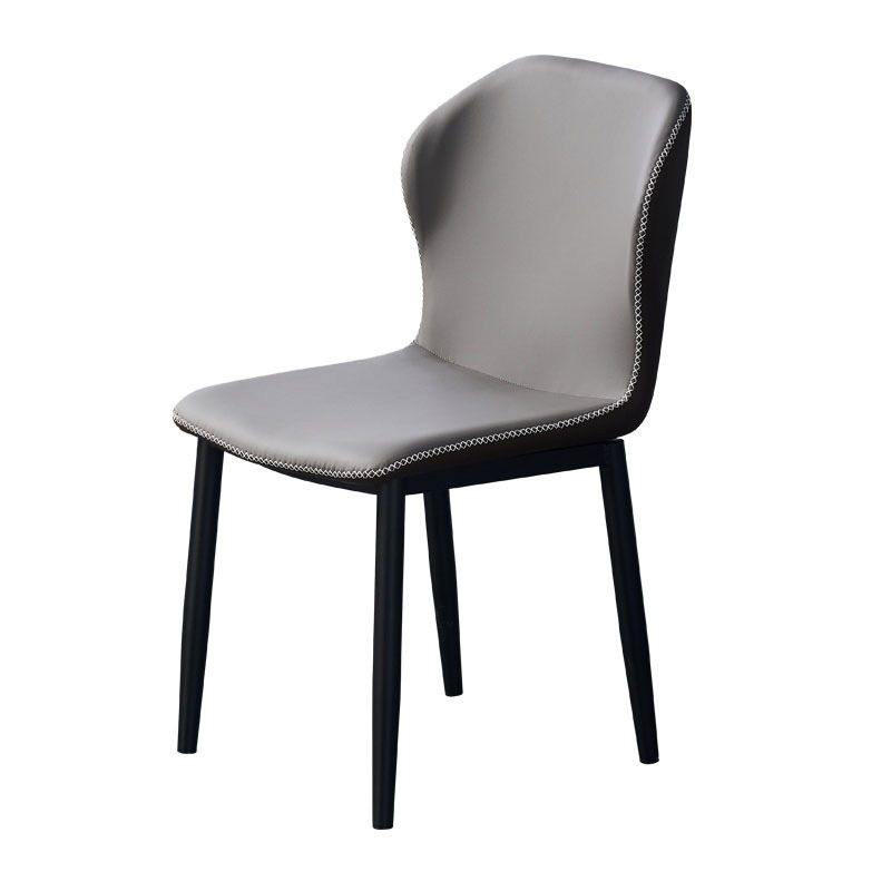 Accueil Chaise d'appoint contemporaine Chaise de salle à manger en métal à oreilles avec coussin en cuir