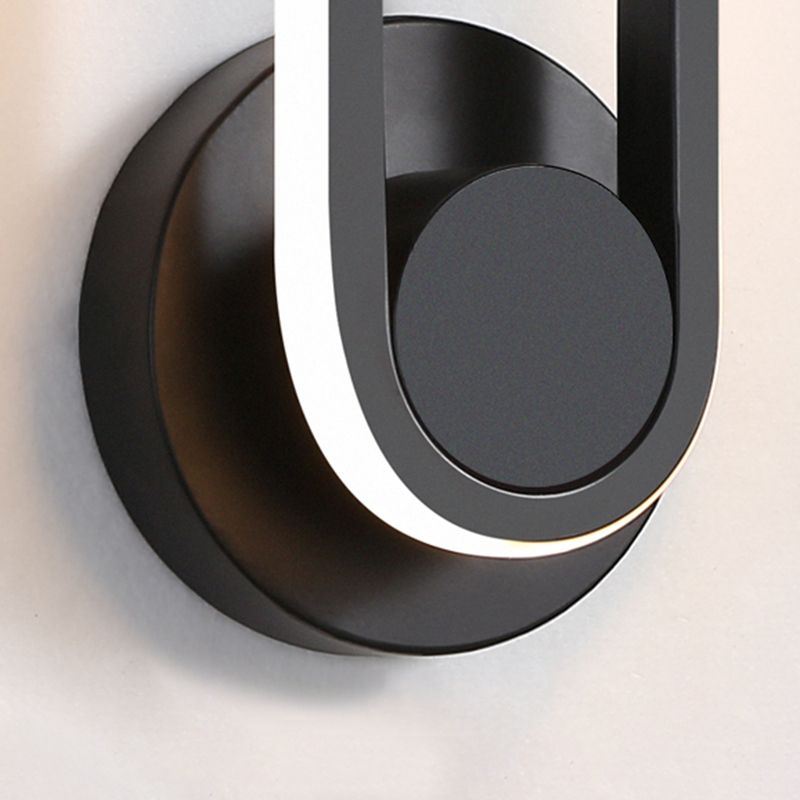 Lacquered Iron Black LED Wall Sconce in Modern Concise Style Silicone Oval Rotatable Wall Lamp
