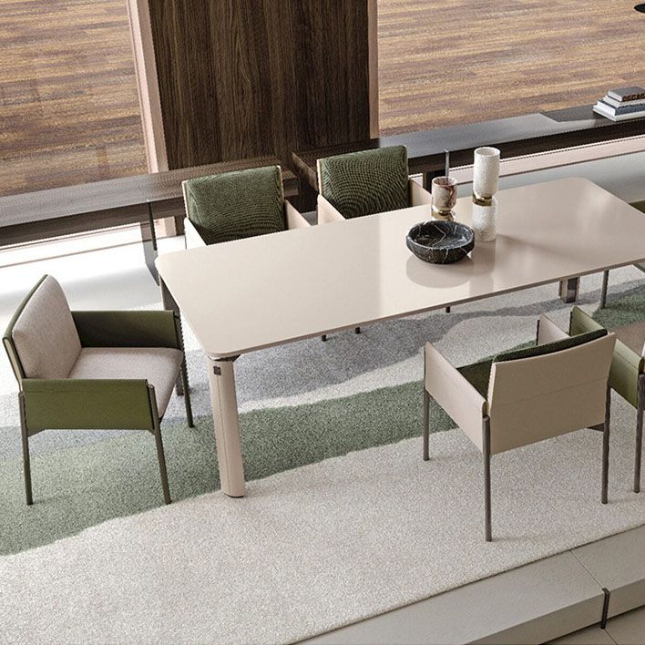 Upholstered Matte Finish Dining Chair Designer Style Home Solid Back Arm Chair