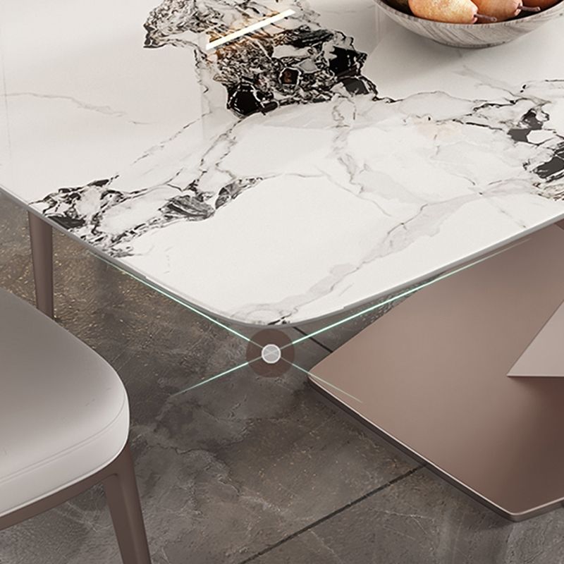 Modern Rectangular Table Sintered Stone Dining Table with 4 Legs for Home