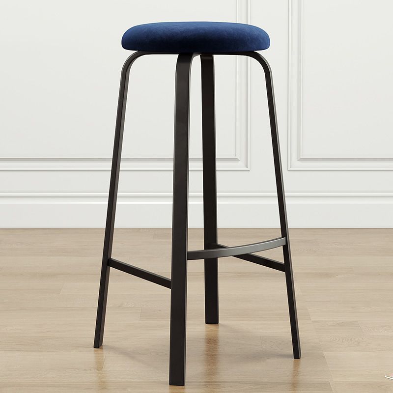 Contemporary Matte Finish Upholstered Stool Footrest Iron Bar Stool