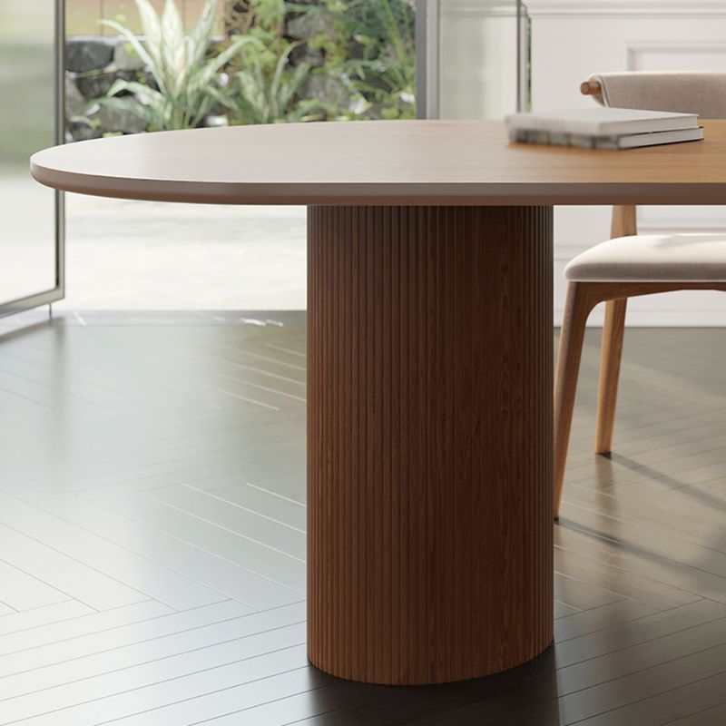 Modern Solid Wood Irregular Shape Dining Table Kitchen Dining Table with Double Pedestal Bases