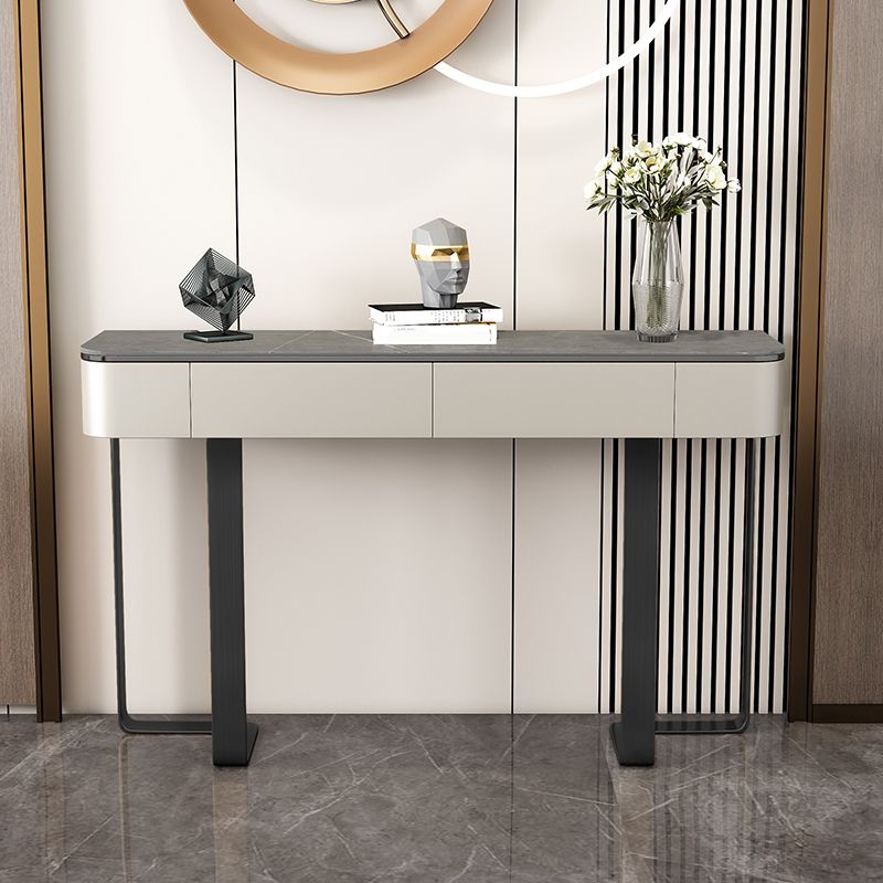 2 Drawers Console Table Modern Stone Accent Table for Hall , 33.46" Tall