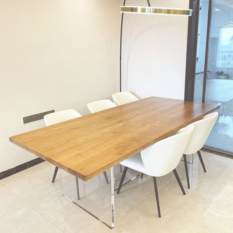 Modern Style Dining Table Rectangle  Brown Table for Home Kitchen