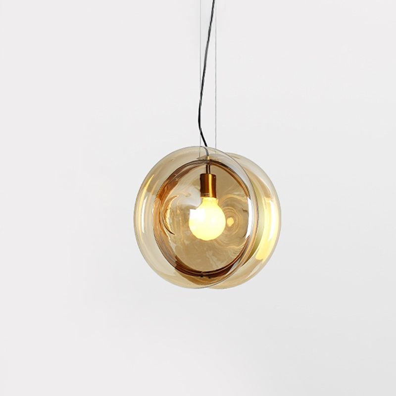 Macaron Whirligig Design hanger licht lichtblauwe/roze/cognac glas 1 kop bistro hangende lampkit
