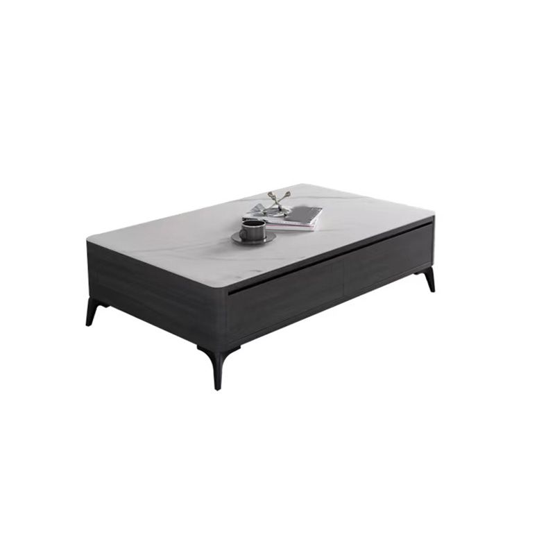Slate Rectangle Modern Coffee Table 4 Legs Single Coffee Table with 4 Drawers