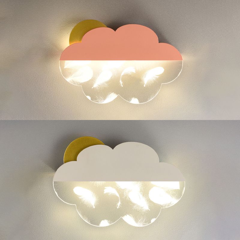 Metal Cloud Shape Wall Mount Lighting Kid Style 1-Light Wall Mounted Light Fixture