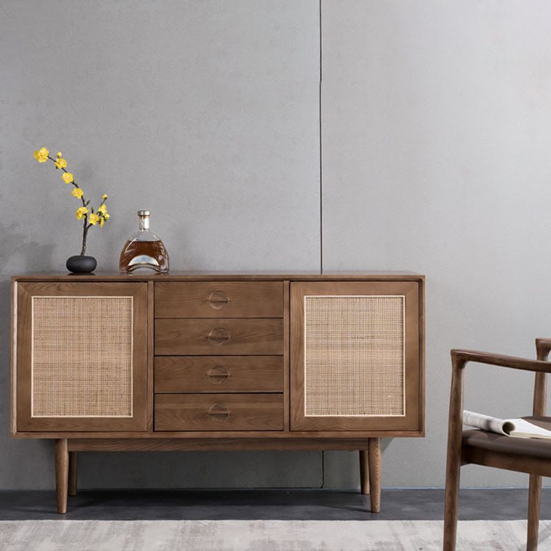 Modern Cabinet Solid Wood With Doors 4 - Drawer Rectangle Accent Cabinet