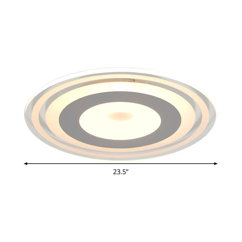 LED Flush Mount Fixture Simple Style White Ceiling Lighting with Circle Acrylic Shade in Warm/White/3 Color Light, 16.5"/19.5"/23.5" Wide