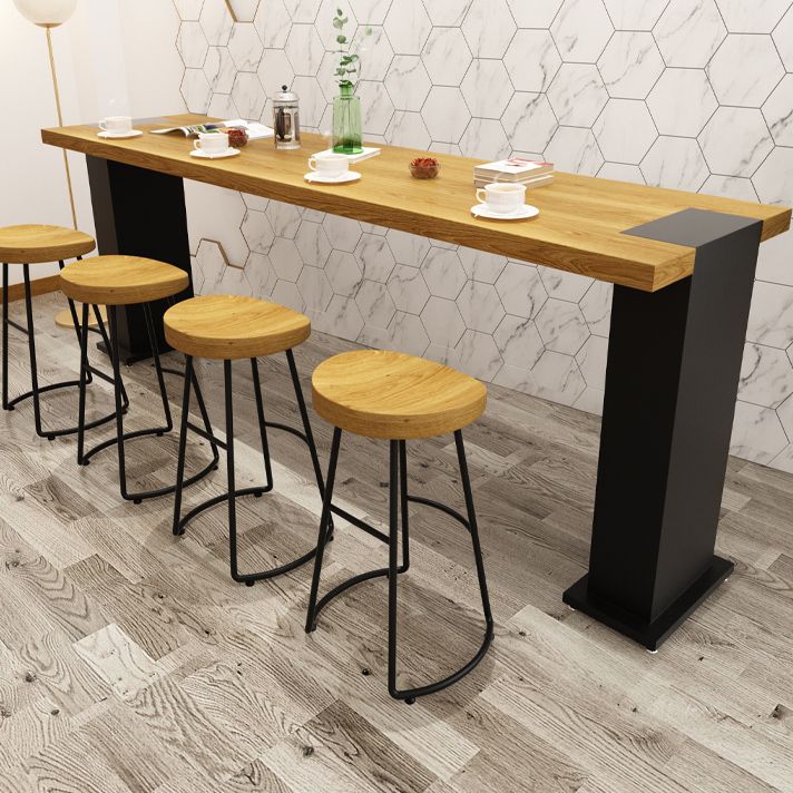 Modern 1/2/5 Pieces Rectangular Pub Table Set Wooden Counter Table with Backless Stools