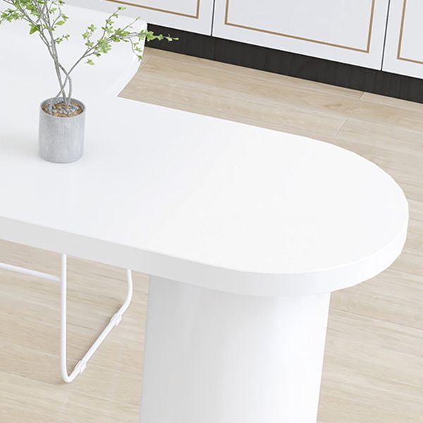 Industrial White Iron Bar Table Wood Specialty Top 41.3"H Bistro Table