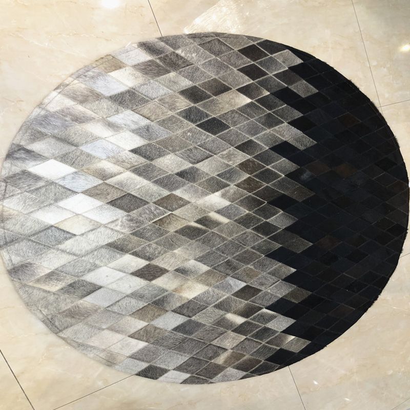 Modern Living Room Rug Multicolor Geo Patterned Rug Cowhide Pet Friendly Stain-Resistant Carpet