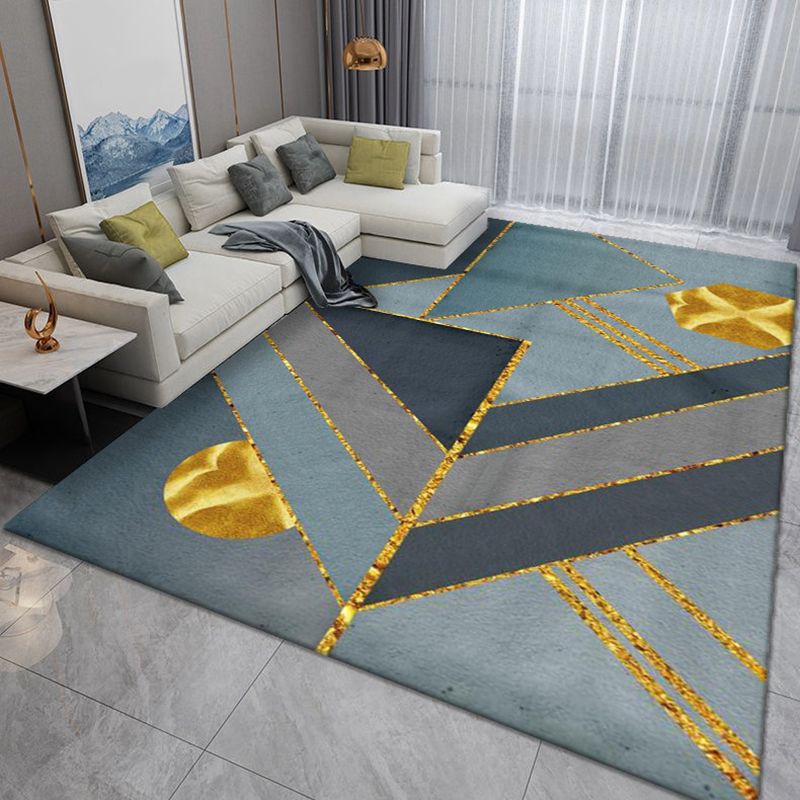 Green Color Piece Rug Polyester Indoor Rug Tear Resistant Rug for Living Room
